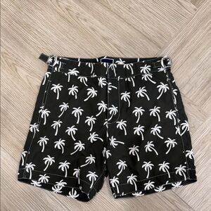 MC2 Saint Barth Black and White Palm Swim Shorts